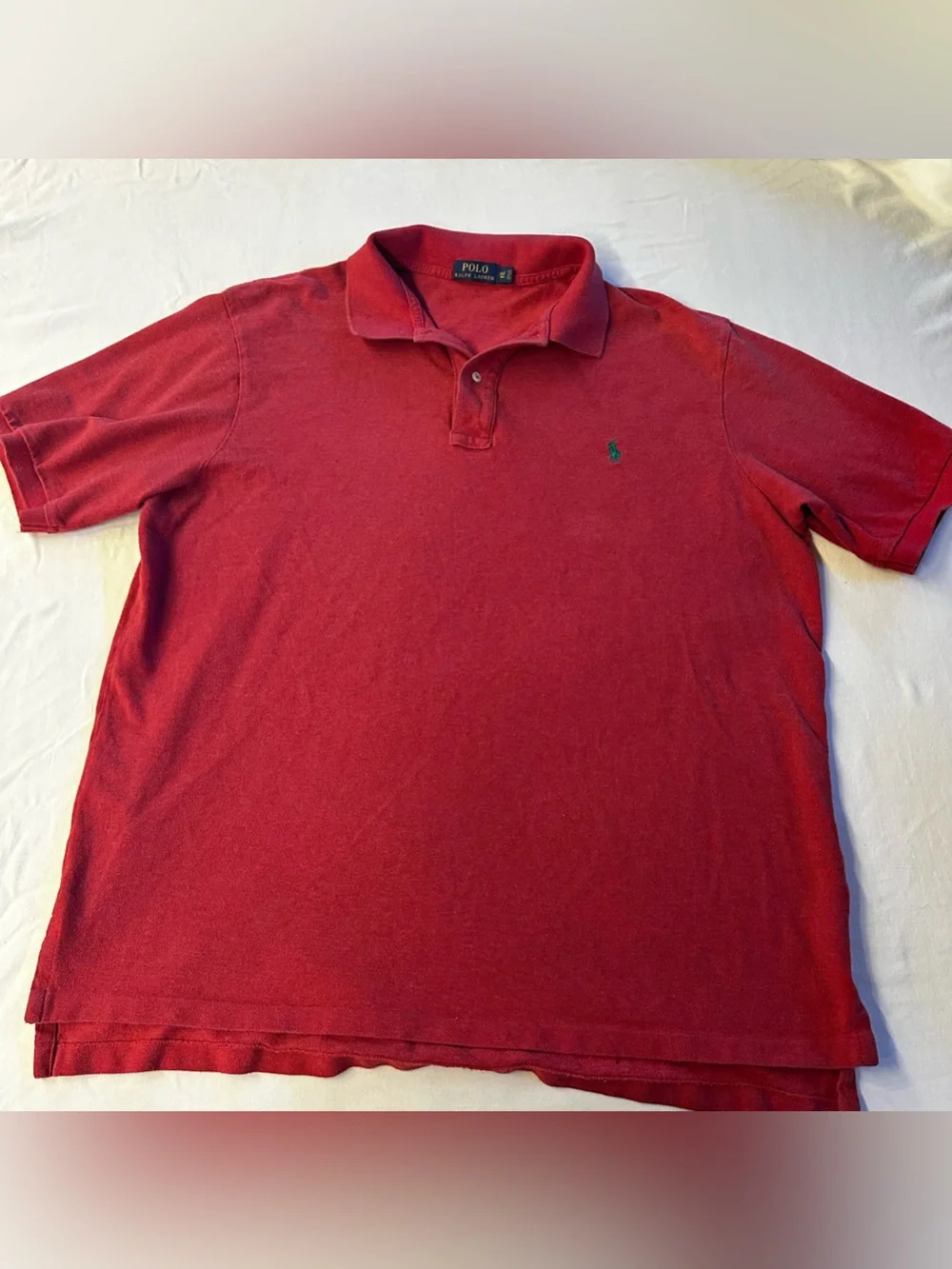 Ralph Lauren Red Short-Sleeve Polo with Green Logo ] 2XLT